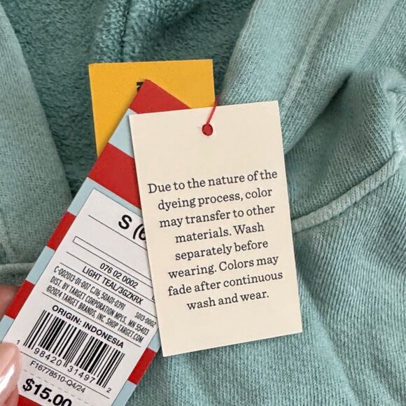 Kids teal washed Hoodie Cat & Jack Relaxed fit Girls S 6-7 - Picture 3 of 4